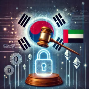 Dall·e 2024 08 16 04.55.52 A Cover Image Illustrating South Korea's New Virtual Asset User Protection Act 2024 With An Artistic Inclusion Of The Uae Flag. The Image Features A P