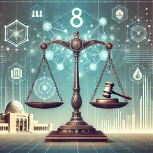 Dall·e 2024 08 16 11.32.28 A Featured Image For A Case Study Titled 'qatar's New Dlt Guidelines Balancing Innovation And Regulation In The Fintech Landscape.' The Image Shows A